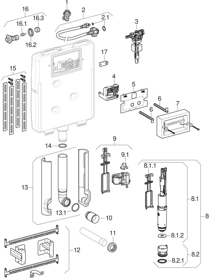 Delta concealed cisterns 8 cm (UP172)