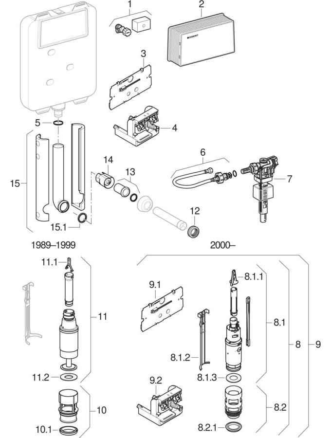 Réservoirs à encastrer Twinline 8 cm (UP170, 110.700)