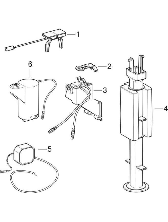 WC-betjening med elektronisk aktivering av skyll, dobbeltskyll, berøringsfri (Ifö/IDO/Porsgrund Glow, Spira, Vinta)