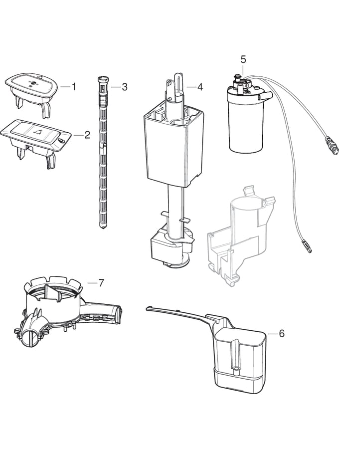 WC skyllesystem med elektronisk aktivering av skyll, dobbeltskyll, berøringsfri (Ifö/IDO/Porsgrund Seven D, Sign)