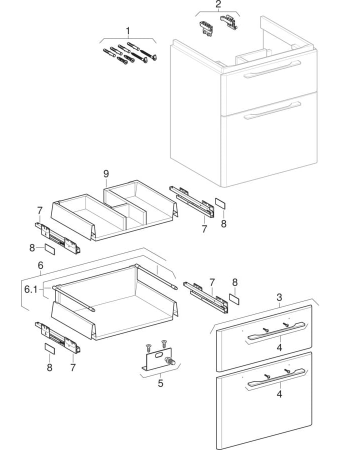 Unterschränke für Waschtisch, mit zwei Schubladen (Geberit Smyle, 335, Traffic)