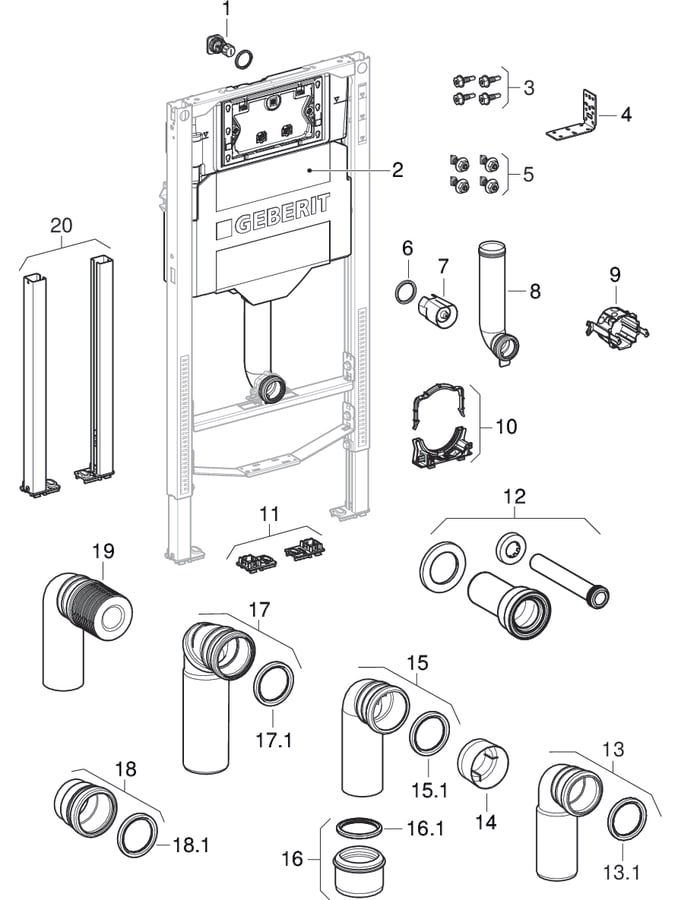 Geberit Duofix Bambini Element für Kinder- und Kleinkinder-Stand-WC, mit Sigma Unterputzspülkasten 12 cm (UP320)