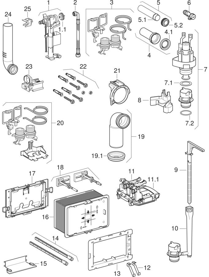 Inštalačné prvky pre závesné WC, s podomietkovou nádržkou Technic GT
