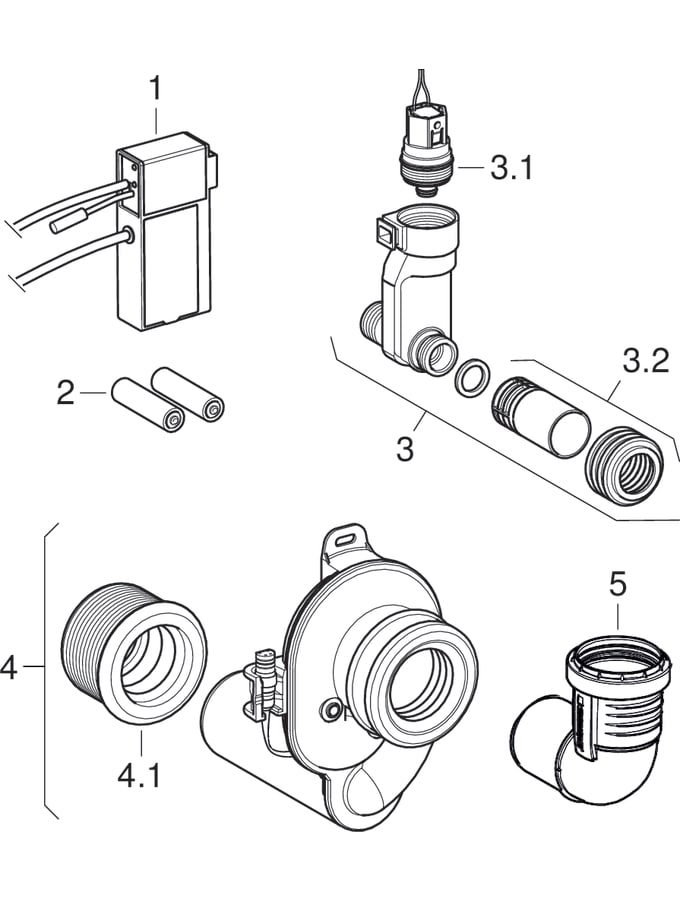 Commandes d’urinoir montage en apparent, non visibles