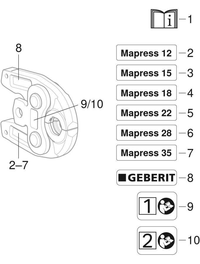 Lisovací čelist Geberit Mapress [1] / [2] - servis