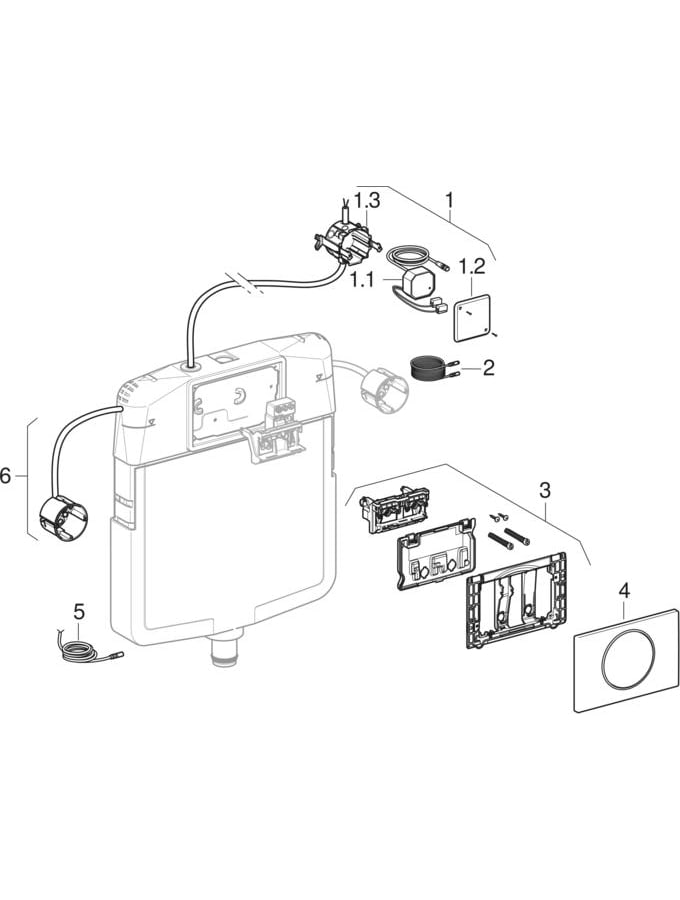 HyTronic WC flush controls, IR, manual, mains operation, for Unica concealed cistern