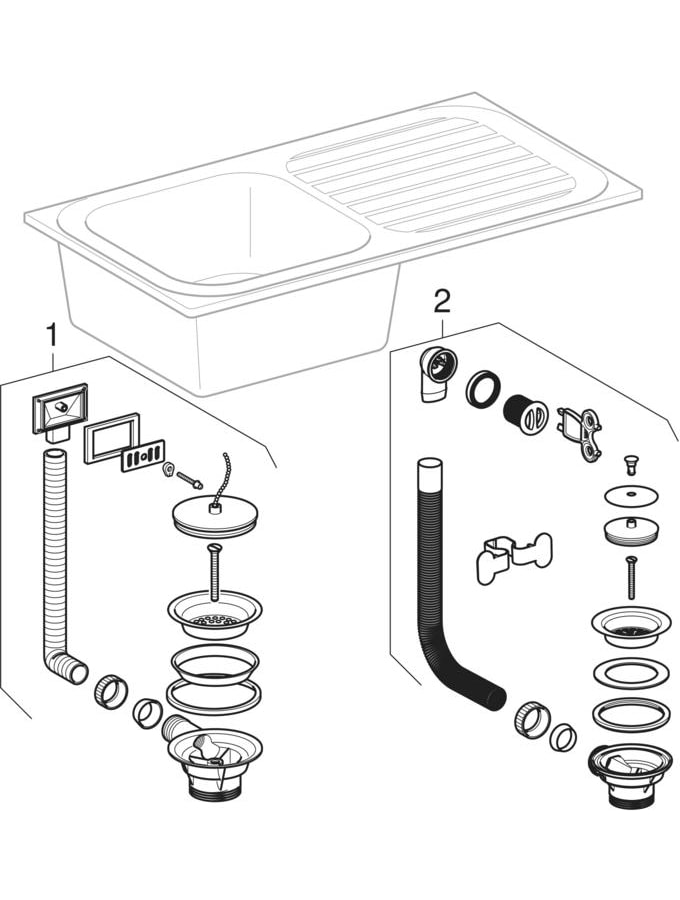 Kitchen sinks (Geberit Redon, Rodez, Royat, Vallauris, Vexin, Vezelay)