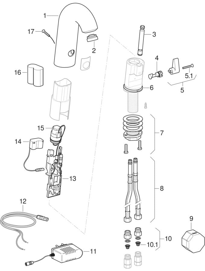 Смесители для раковин тип 60, питание от сети/батарей