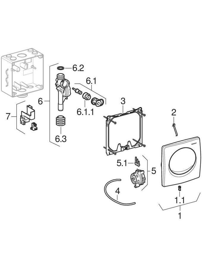 Urinal flush controls with pneumatic flush actuation, actuator plate Samba