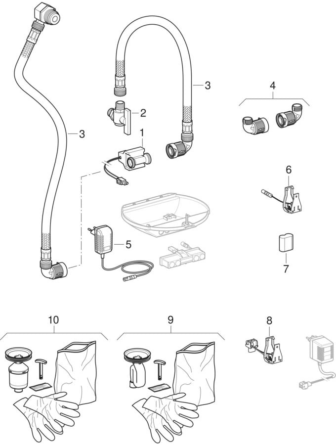 Commandes d'urinoir à déclenchement électronique du rinçage, alimentation sur secteur / par pile, Lema