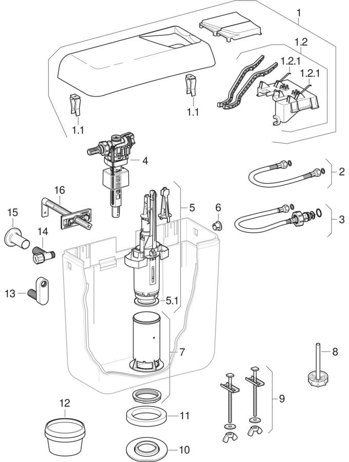 Exposed cisterns AP128, dual flush