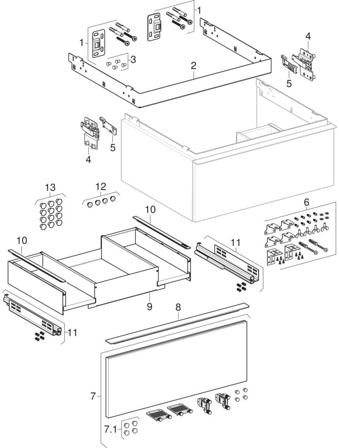 Cabinets for washbasin, with one drawer (Geberit iCon)