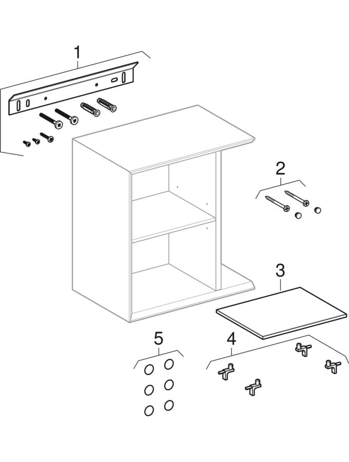 Stranski elementi za omarico za manjši straniščni umivalnik (Geberit iCon)