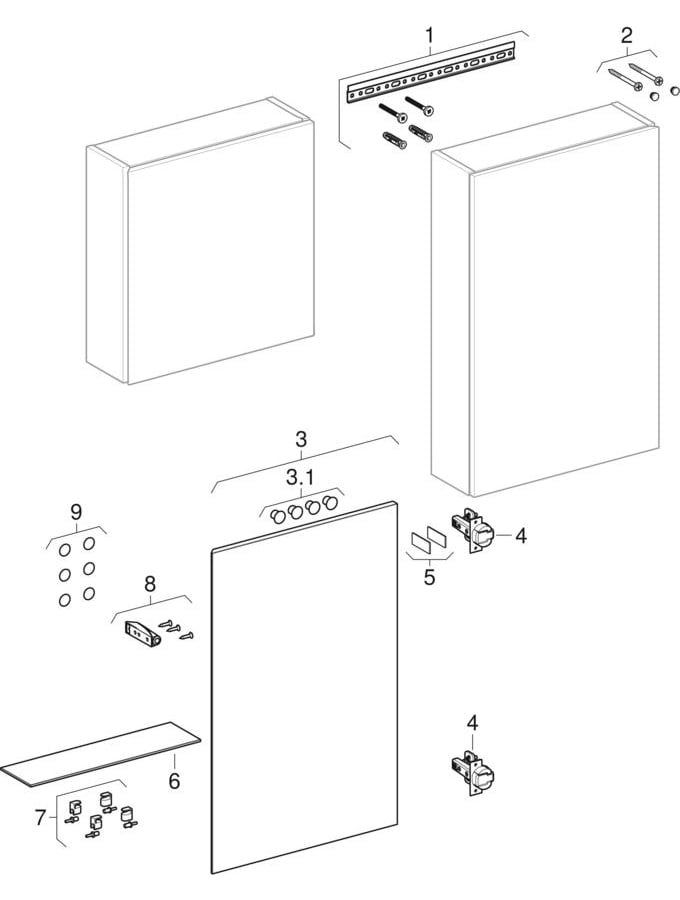 Armoires hautes compactes avec une porte (Geberit iCon)