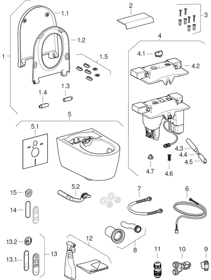 Geberit AquaClean Sela bidē tualetes podi ar vāku, sienas tualetes pods