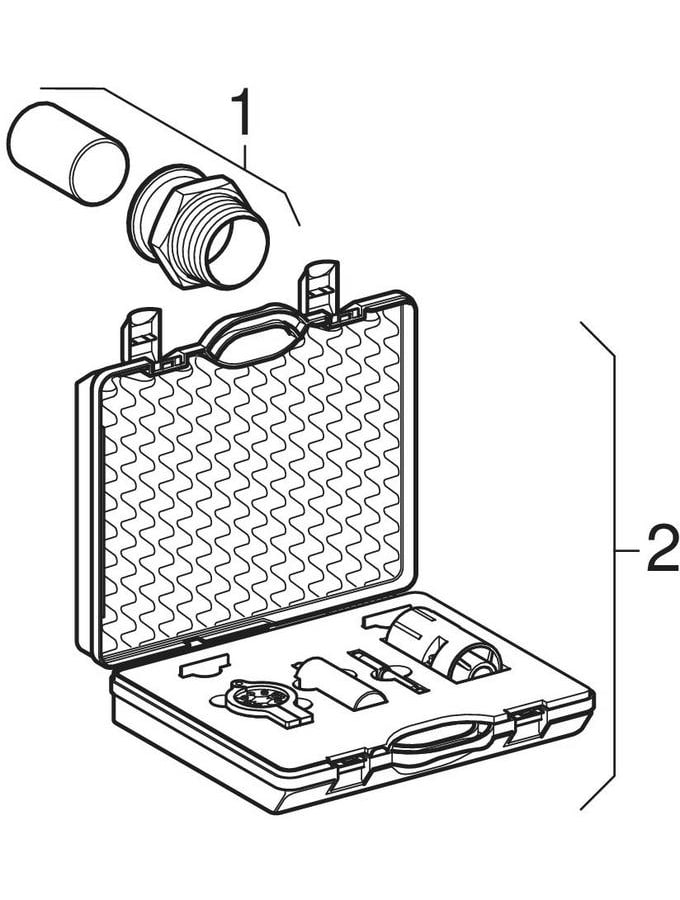 Sprängskiss: Geberit Mapress Edelflex set övergång med utvändig gänga: d=12mm, R=1/2″