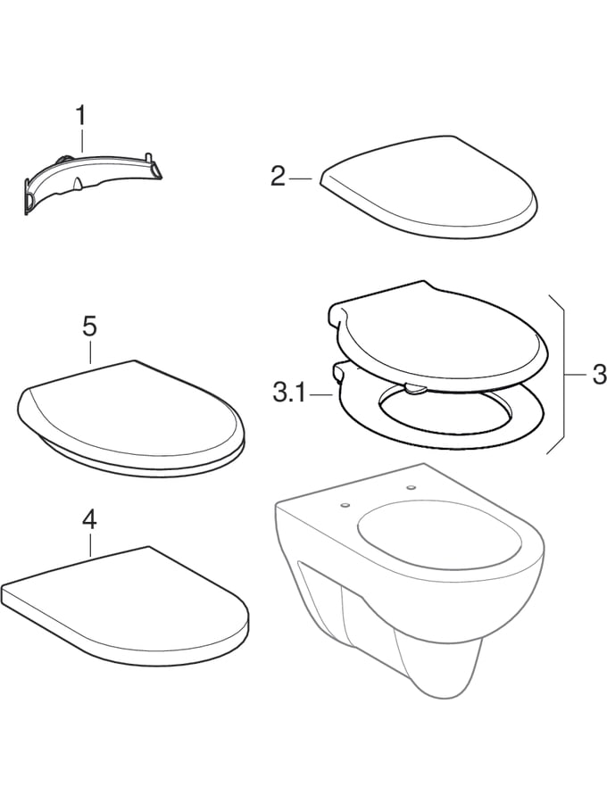 Stenske WC-školjke (Geberit Renova, Renova Nr. 1, Prima, 280)