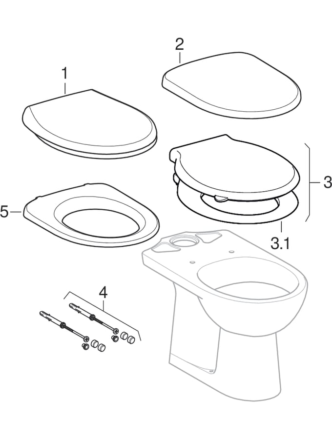 Talne WC-školjke (Geberit Abalona, Abalona Comfort, Dito, Dito2, Selnova, Selnova Comfort, 300)