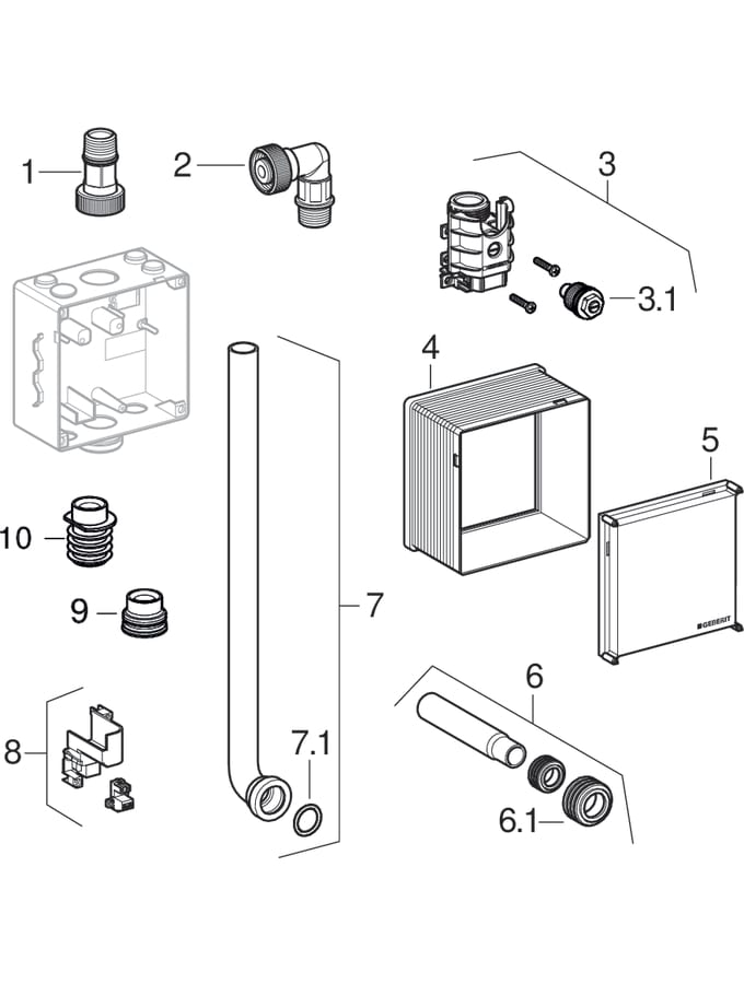 Installation sets for urinal flush control Basic