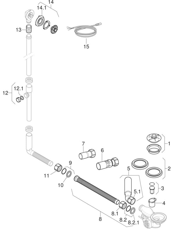 Badewannenabläufe d90, mit Elektroantrieb