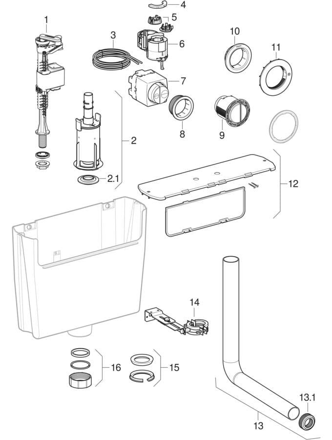 Low-height concealed cisterns