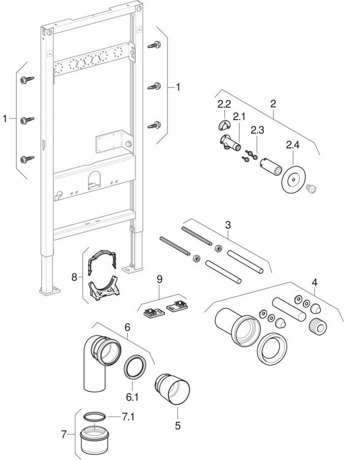 Geberit Duofix elements for close-coupled WC, 112 cm