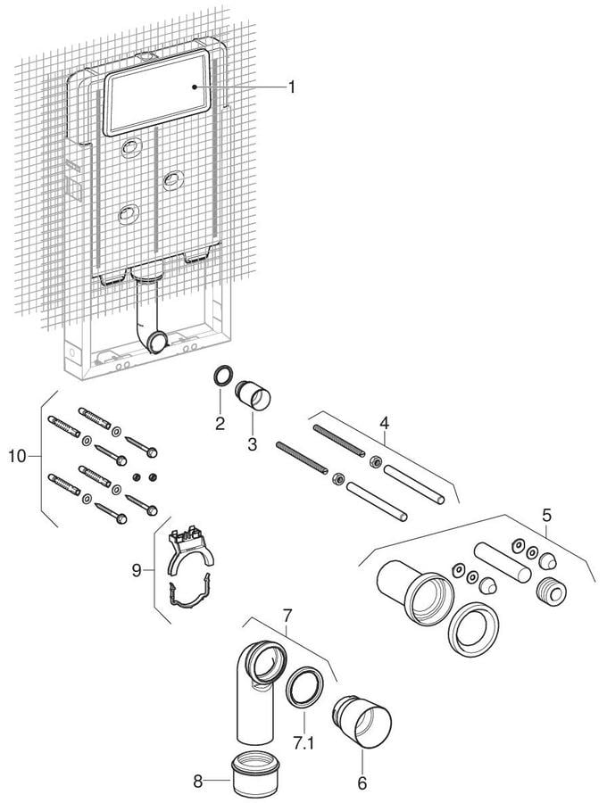Geberit Kombifix Elemente für Wand-WC, mit Twinline UP-Spülkasten 8 cm (UP170, 110.700)