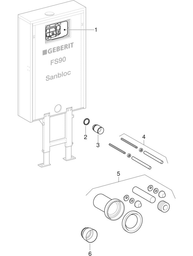 Stavební prvky Geberit Sanbloc pro závěsné WC, se splachovací nádržkou pod omítku Sigma 12 cm, s protipožární manžetou (UP300 / 320)