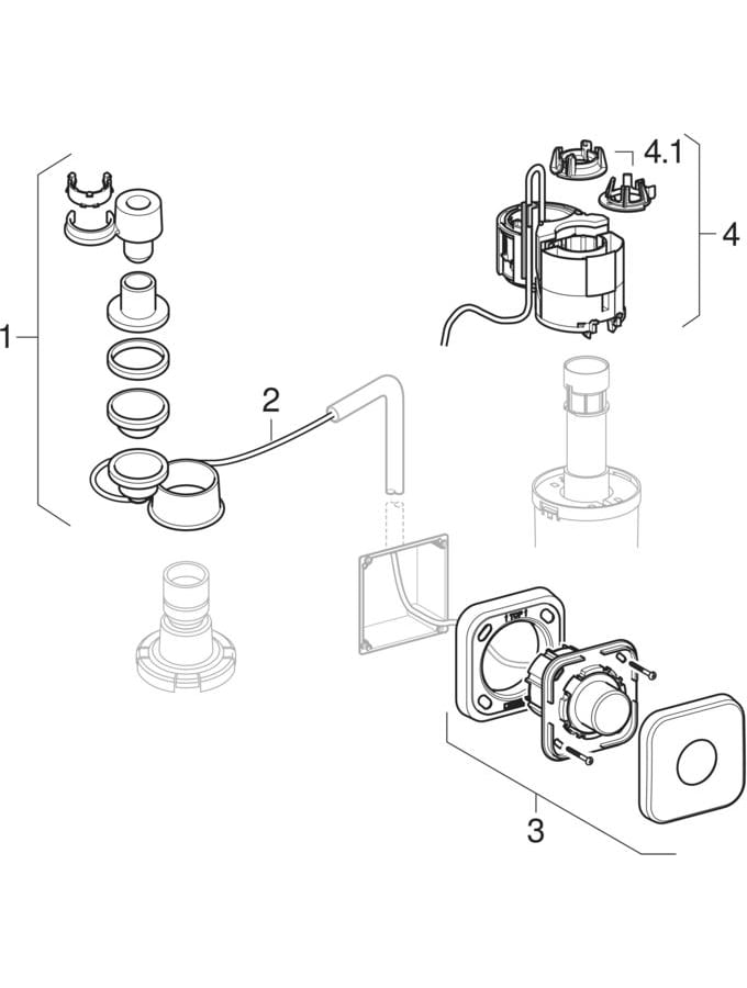 HyTouch WC flush controls, manual / pneumatic, single flush