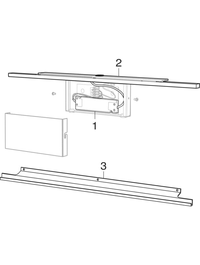 Sprängskiss: Ifö/IDO/Porsgrund tillval LED-enhet för spegel: B=90cm