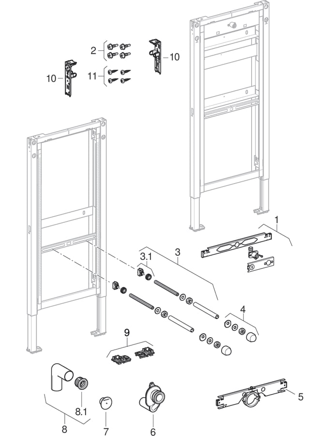 Geberit Duofix frames for urinal, 112 cm