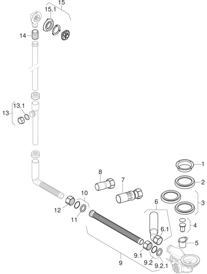 Bathtub drains with turn handle actuation, d90