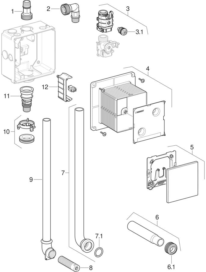 Installation sets for urinal flush control with electronic flush actuation