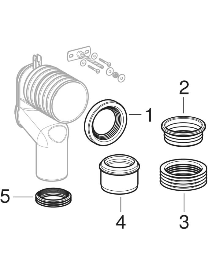 Kits de raccordement Geberit Monolith pour WC au sol, avec coude de raccordement en P