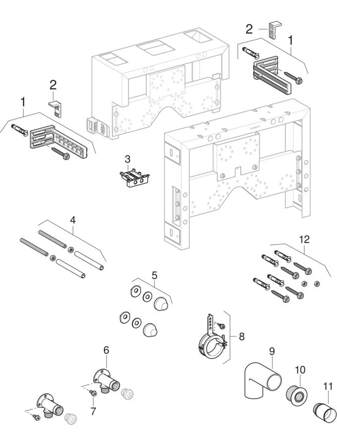 Moduli per bidet Geberit Combifix, universali / Classic, regolabili in profondità