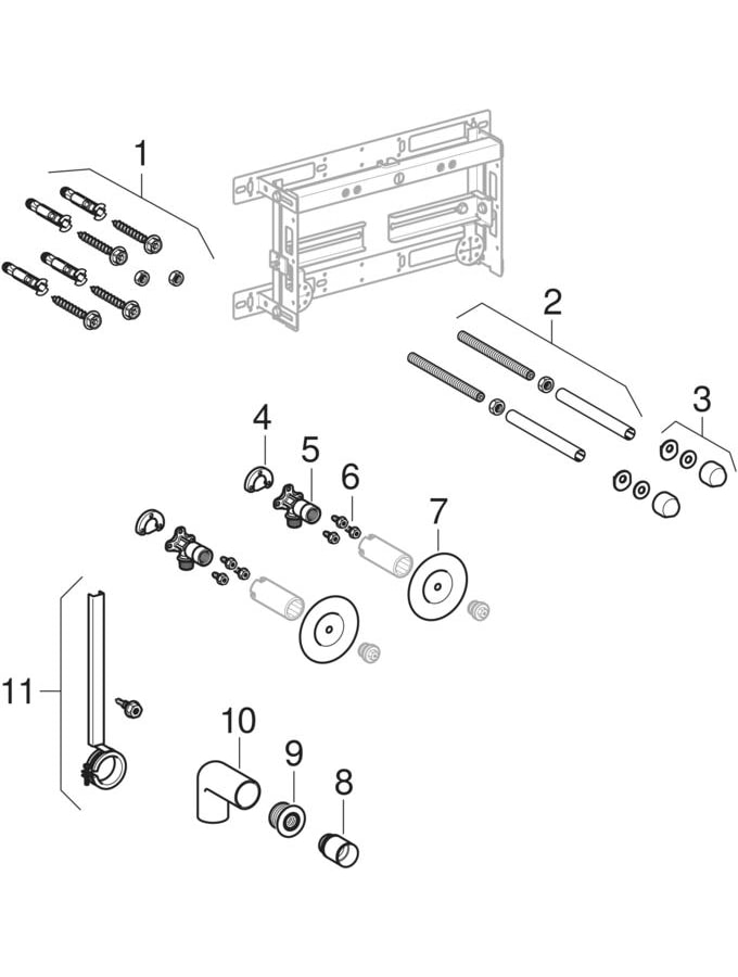 Geberit Kombifix bidé elemek, univerzális, mélységben állítható