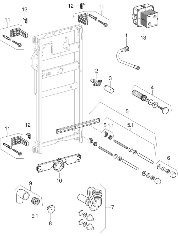 Elementi Geberit Combifix per orinatoio, Tamaro