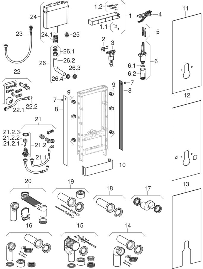 Geberit Monolith szanitermodulok álló WC-hez és fali WC-hez, 114 cm