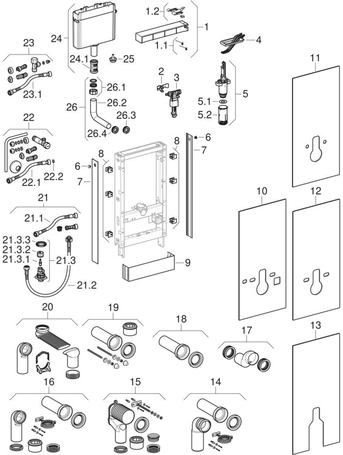 Geberit Monolith sanitairmodule voor staande en wand-wc, 101 cm