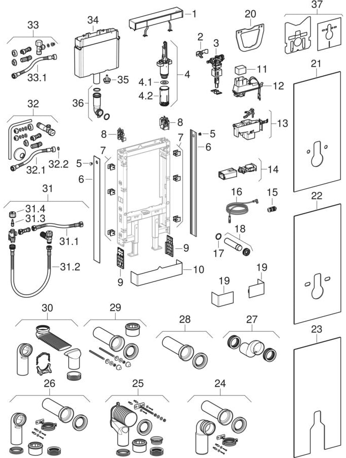 Geberit Monolith Plus Sanitärmodule für Stand-WC und Wand-WC, 101 cm