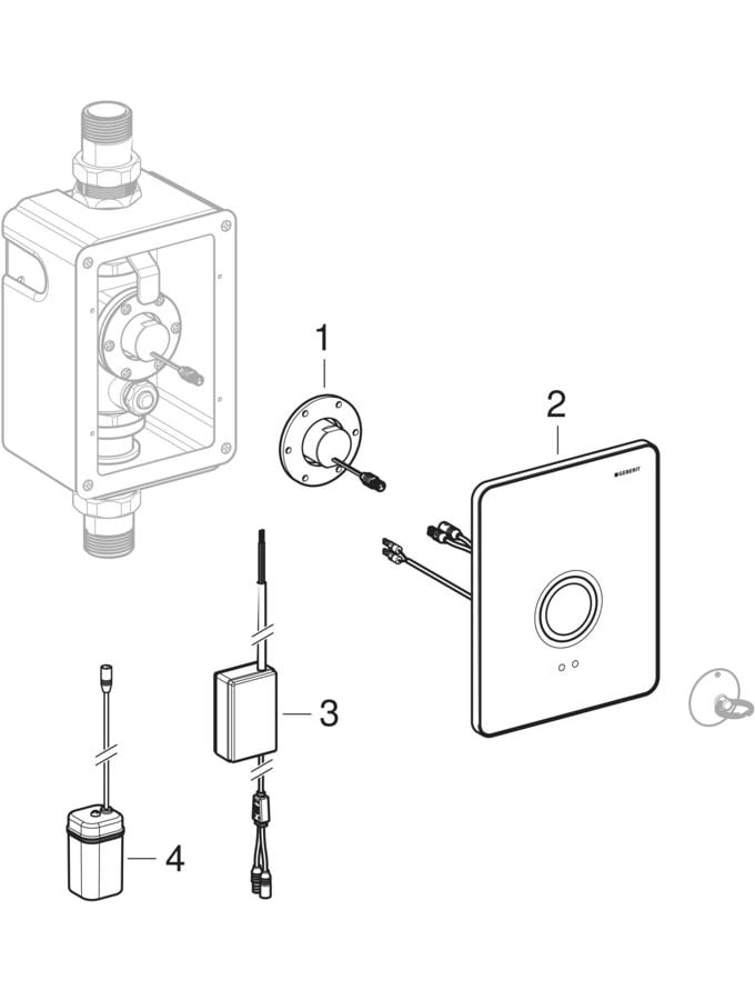 WC-Steuerung elektronisch, Netzbetrieb, 1-Mengen-Spülung, Sensor Black Betätigungsplatte, rund