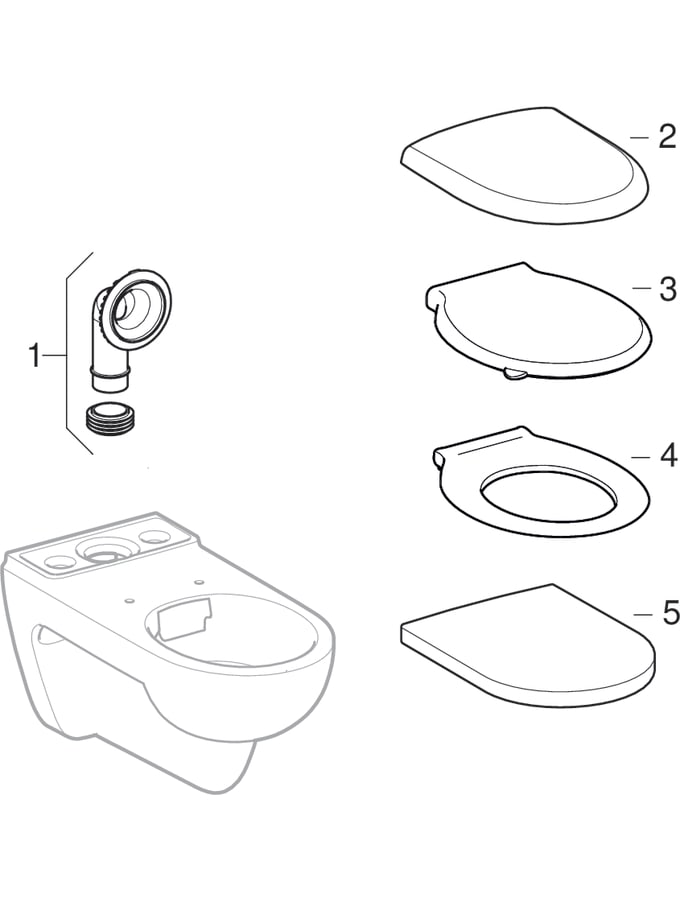 Wand-WCs für Aufputzspülkasten aufgesetzt, Rimfree (Geberit Renova)
