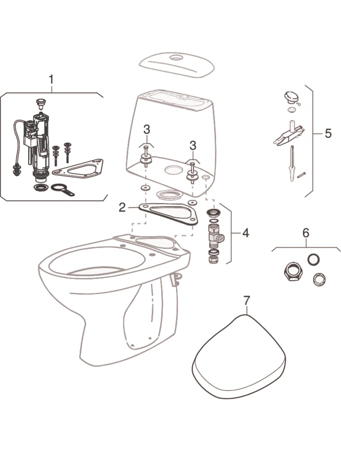 Toaletter med overflatemontert sisterne (IDO/Porsgrund Aniara)