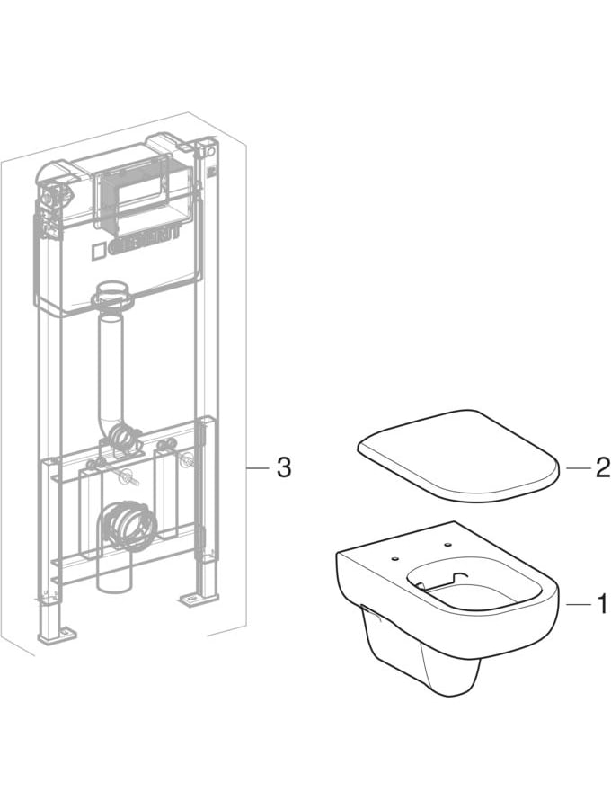 Pack WC avec plaque de déclenchement et élément pour construction sèche (Geberit Jam)