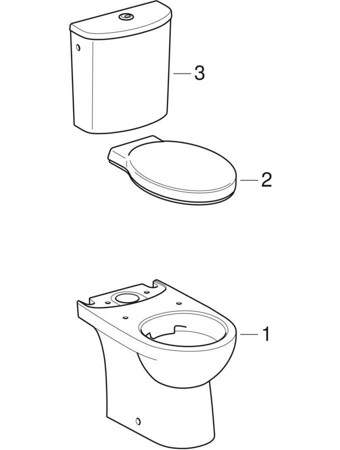 Sets of WC with close-coupled exposed cistern (Geberit Jazz)
