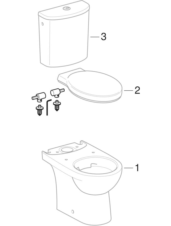 Sets of WC with close-coupled exposed cistern (Geberit Jazz)