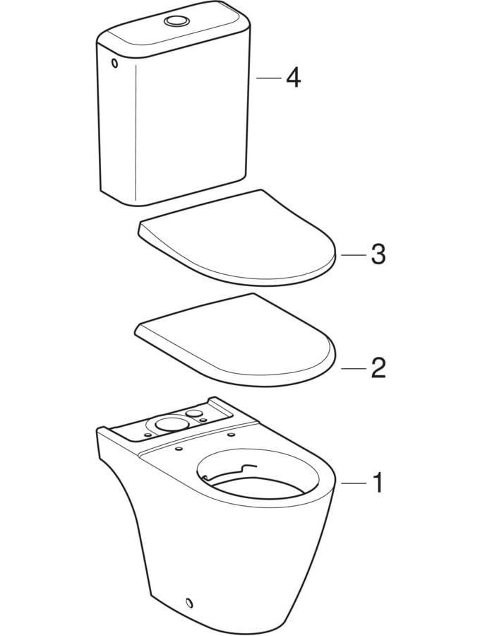 Sets of WC with close-coupled exposed cistern (Geberit Lovely, iCon)
