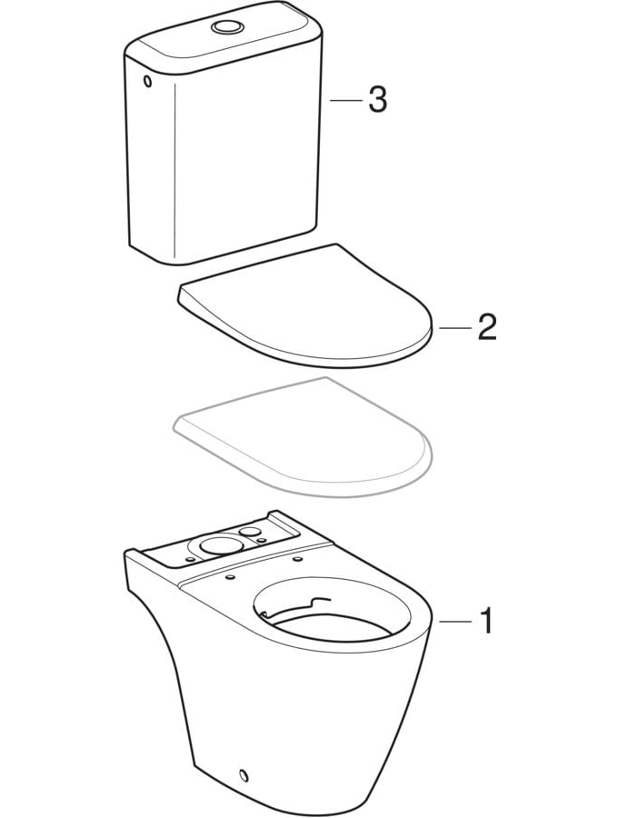 Sets of WC with close-coupled exposed cistern (Geberit Lovely, iCon)