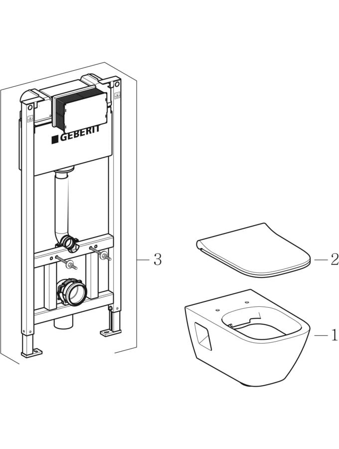 Pack WC avec abattant et élément pour construction sèche (Geberit Jam)