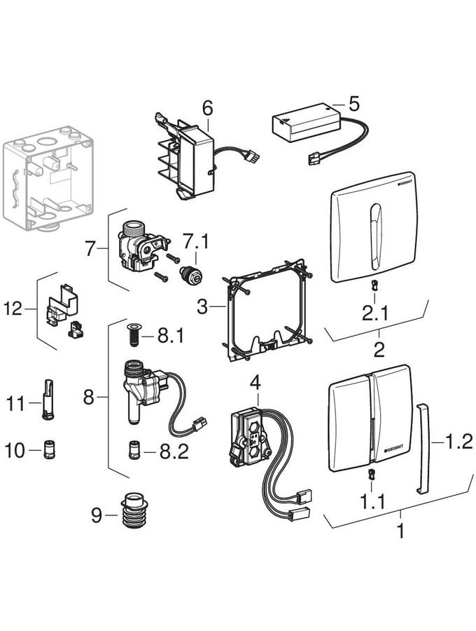 Urinal flush controls with electronic flush actuation, mains operation, Basic